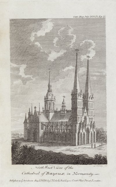 Kathedraal van Bayeux, Normandië, 1819 door English School