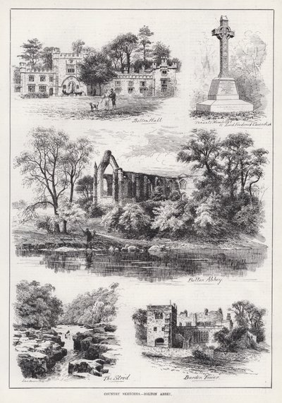 Landelijke Schetsen, Bolton Abbey (gravure) door English School