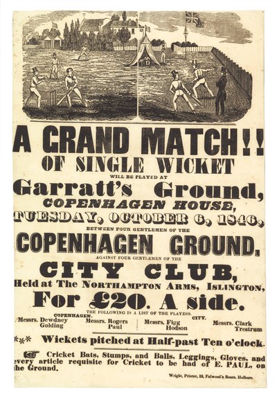 Cricketwedstrijd, 6 oktober 1846 door English School