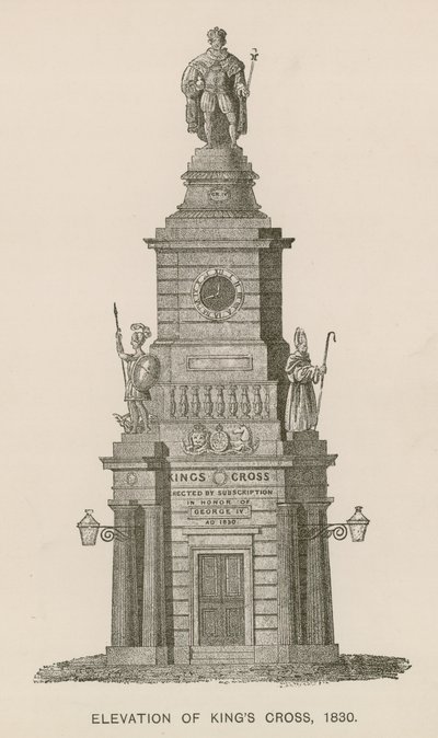 Elevatie van Kings Cross, Londen, 1830 door English School