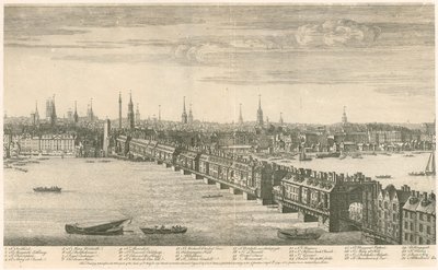 Oude London Bridge - Bucks View 1749 door English School