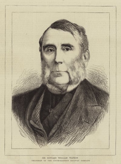 Sir Edward William Watkin (gravure) door English School