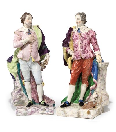 Twee historische figuren van heren, ca. 1810 door English School