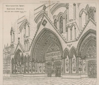 Noordelijke portieken van Westminster Abbey door English School