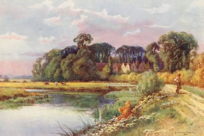 Rivier de Theems: Kelmscott door Ernest William Haslehust