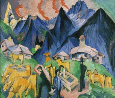 Alpleben, Drieluik, 1918 door Ernst Ludwig Kirchner