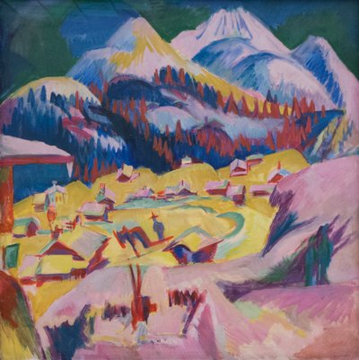 Frauenkirch tijdens de winter, 1918-1919 door Ernst Ludwig Kirchner