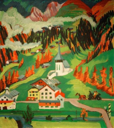 Frauenkirch in de herfst door Ernst Ludwig Kirchner