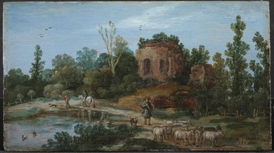 Landschap met een ruïne door Esaias van de Velde