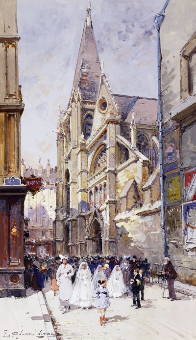 De Communianten in Parijs door Eugene Galien Laloue