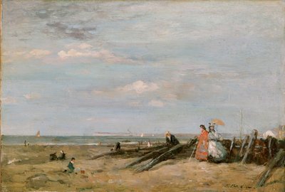 Een Strandscène in Trouville, 1860s door Eugene Louis Boudin