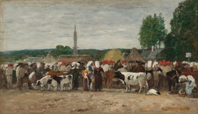 Kermis in Bretagne door Eugene Louis Boudin