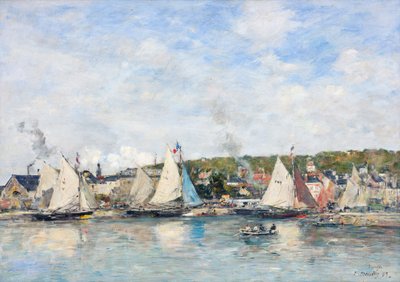 De haven van Trouville, 1893 door Eugene Louis Boudin