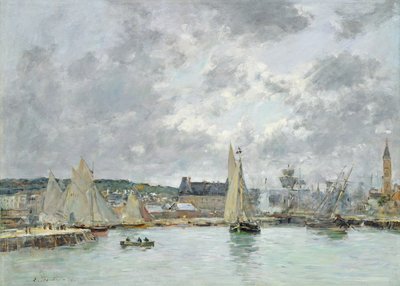 Haven van Trouville, 1880 door Eugene Louis Boudin