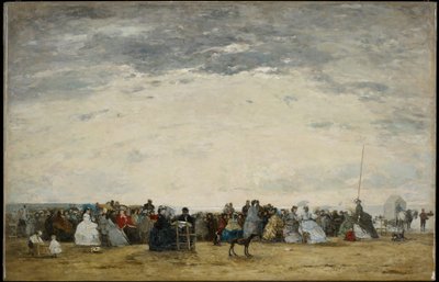 Vakantiegangers op het Strand van Trouville door Eugene Louis Boudin