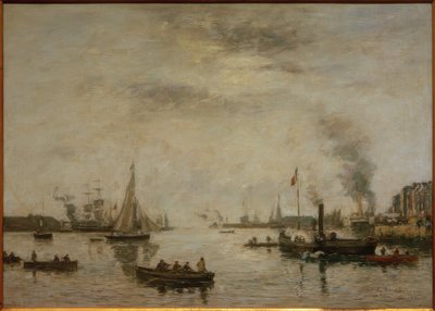 Le Havre, havenzicht door Eugene Louis Boudin