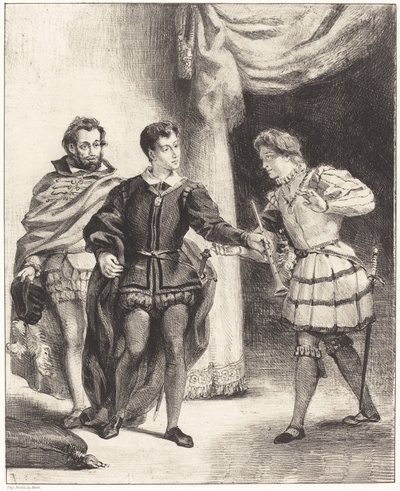 Hamlet en Guildenstern (Act III, Scene II) door Eugène Delacroix