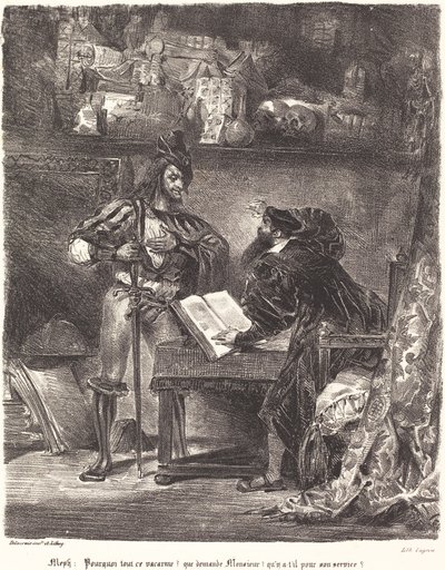 Mephisto verschijnt aan Faust door Eugène Delacroix