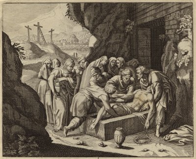 Graflegging van Jezus Christus (gravure) door European School