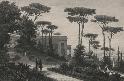 Le Monte-Pincio in Rome (gravure) door European School