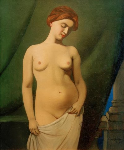 Naakte vrouwen, groene gordijn door Felix Edouard Vallotton