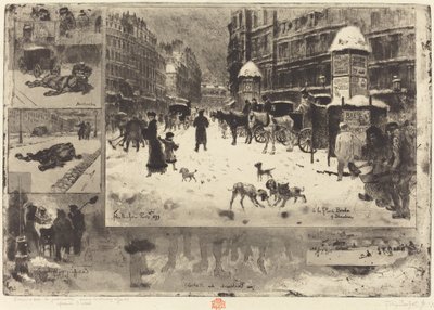 Winter in Parijs door Felix Hilaire Buhot