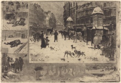 Winter in Parijs door Felix Hilaire Buhot