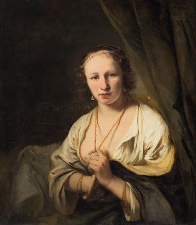 Vrouw met parels in haar haar, c.1653 door Ferdinand Bol