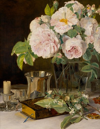 Rozen in glas door Ferdinand Georg Waldmuller