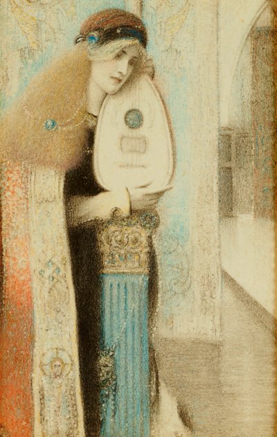 Een Muzikant, ca. 1899 door Fernand Khnopff