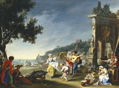 Tarantella in Mergellina, ca. 1750 door Filippo Falciatore