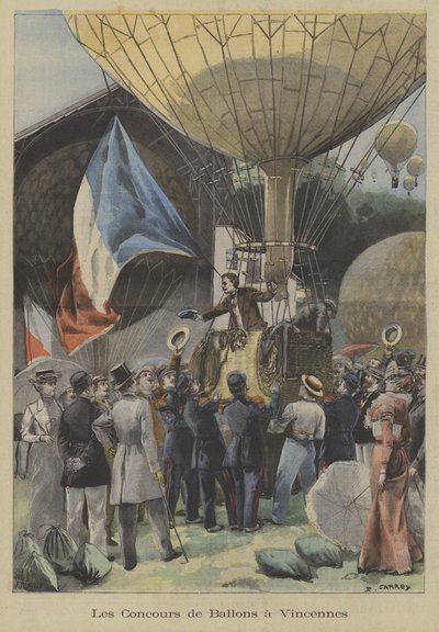 Ballonrace in Vincennes, Parijs door Fortune Louis Meaulle