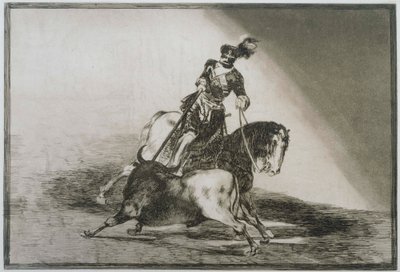 Karel V die een stier lanceert door Francisco de Goya