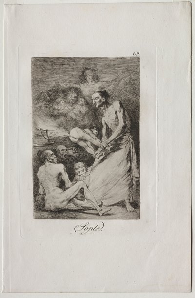 Caprichos: Blaas! door Francisco de Goya