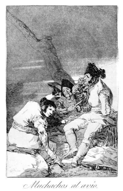 Jongens maken zich klaar, 1799 door Francisco de Goya