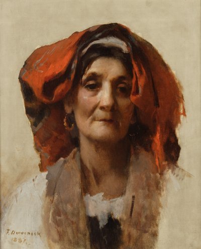 Hoofd van een Italiaanse vrouw door Frank Duveneck