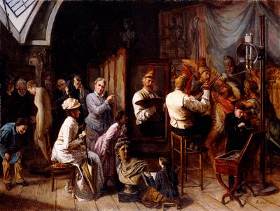 Het atelier van de kunstenaar door François Auguste Biard