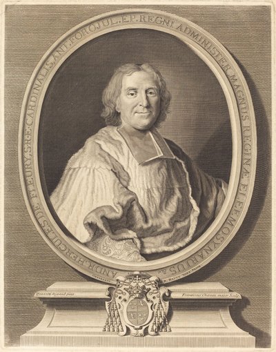 Kardinaal Fleury door François Chereau I after Hyacinthe Rigaud