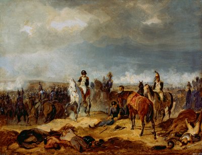 Napoleon op het slagveld door Franz Adam