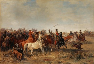 Ulanen Stelen Paarden van Honved-Huzaren, 1863 door Franz Adam