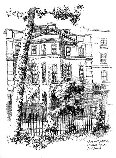 Queens House, Cheyne Walk, Chelsea, Londen door Frederick Adcock