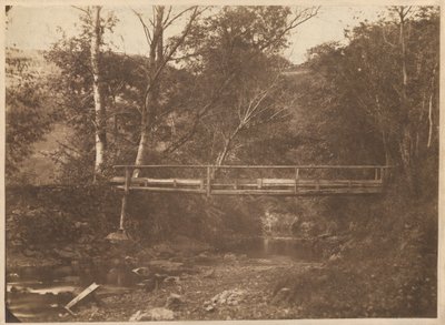 Landschap met bomen en brug door French 19th Century