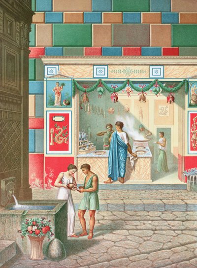 Een restaurant in de straat, Pompeii door French School