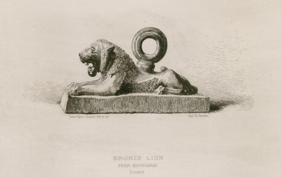 Bronzen leeuw, van Khorsabad, Louvre (gravure) door French School