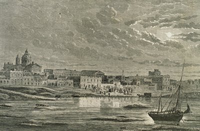 Buenos Aires in de jaren 1860 (gravure) door French School