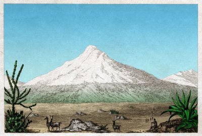 Chimborazo vulkaan (gravure, ca. 1840) door French School