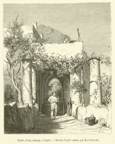 Ingang van een herberg, in Capri door French School