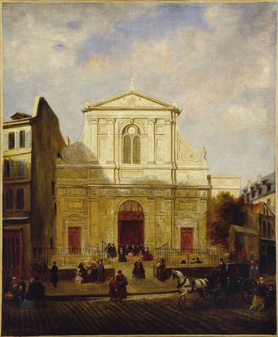 Gevel van de kerk van Blancs-Manteaux door French School