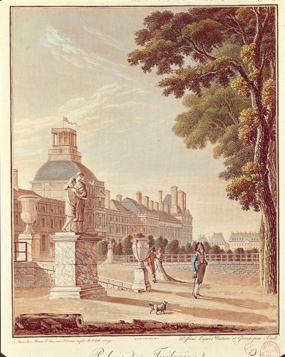 Frankrijk, Parijs, Tuilerieënpaleis, Gravure door French School