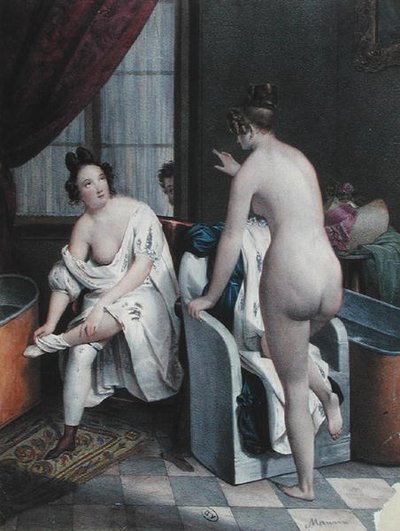 Dames die een Bad nemen, c.1840 door French School